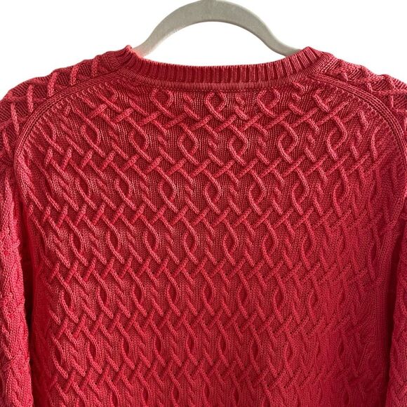 Men’s Talbots Silk Cotton Cable Knit Sweater Sz Medium Salmon Pink Crew Neck - Picture 4 of 5